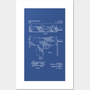 Mac 10 Uzi Patent - Gun Lover Gunsmith Workshop Art - Blueprint Posters and Art